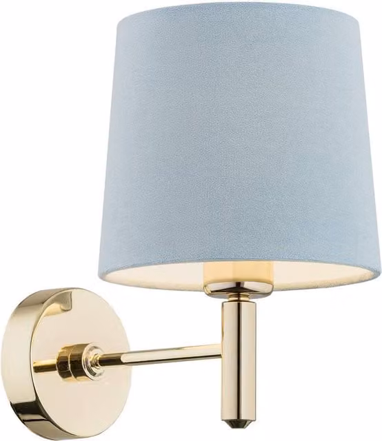 Netlighting Ponte Wall Lamp with Blue Fabric Shade and Brass Finish