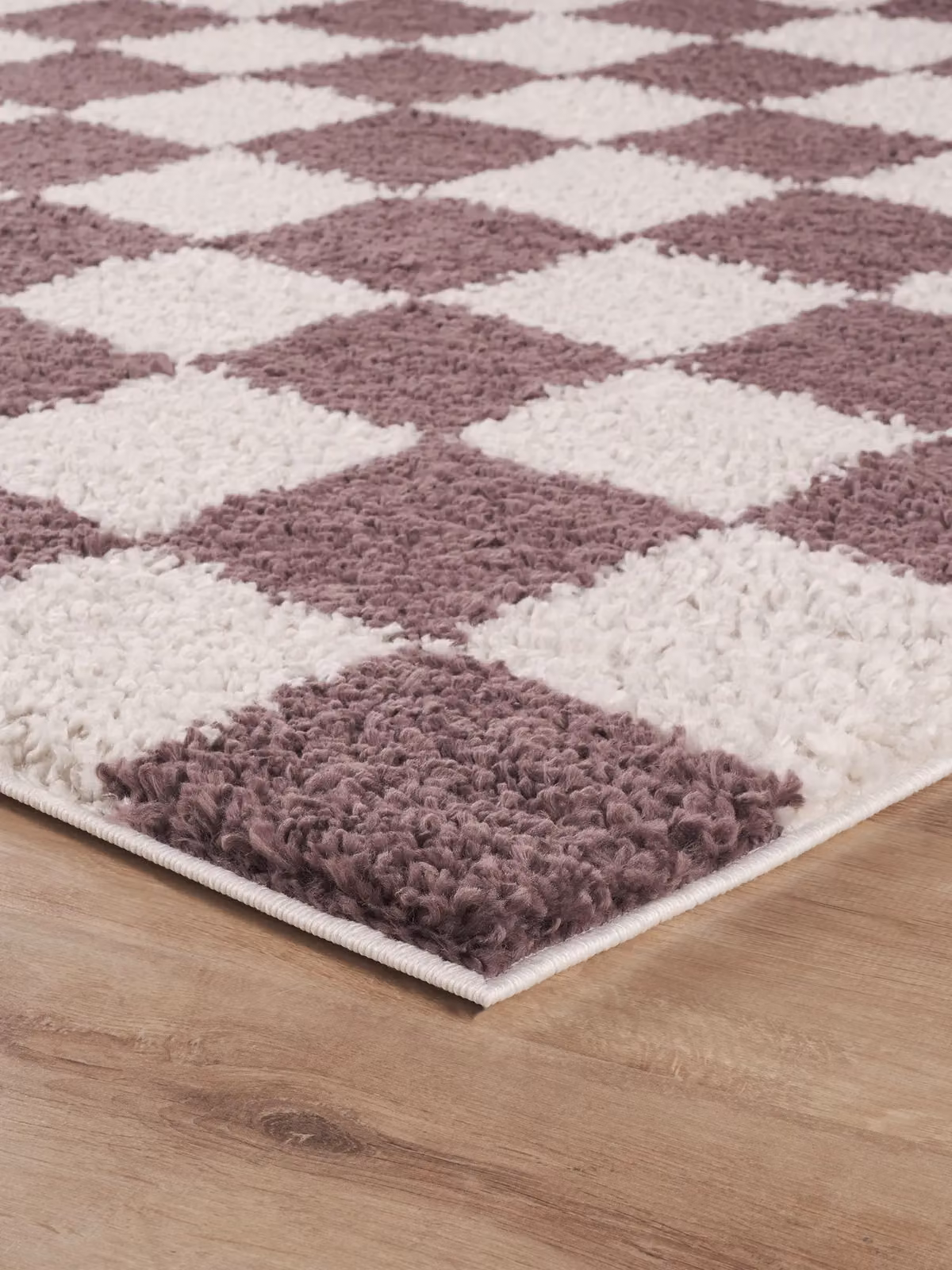 Desire Rugs Chester Modern Checkered Shaggy Area Rug, Purple, W: 160 cm, L: 230 cm – 4