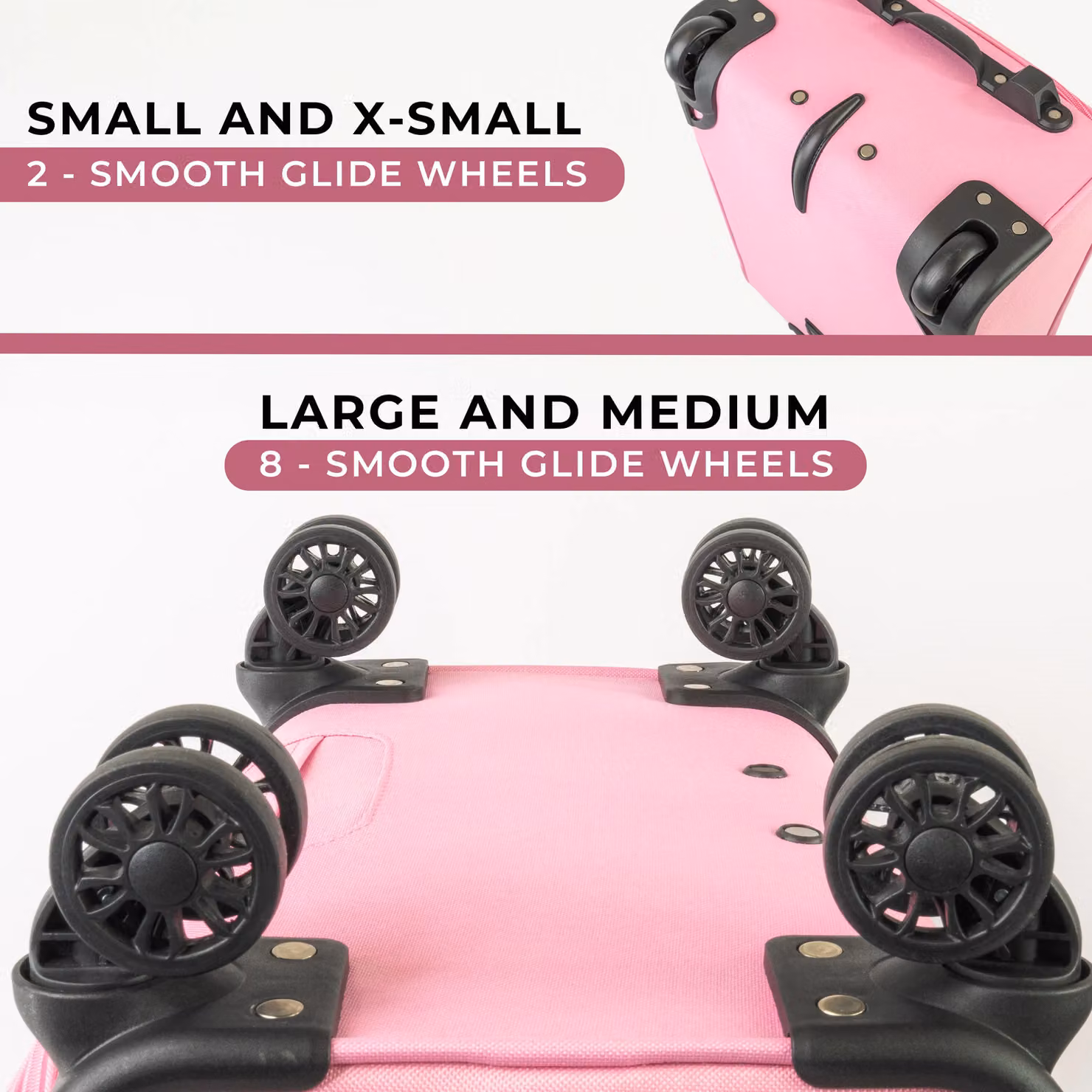 A2B Odyssey 4 Piece Soft Sided Lightweight Suitcase Set in Pink – 3
