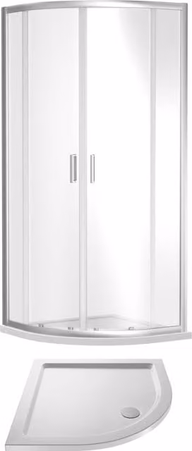 Balterley Ruwa Quadrant Corner Shower Suite with 6mm Glass and Tray, Silver, W: 800 mm x D: 800 mm