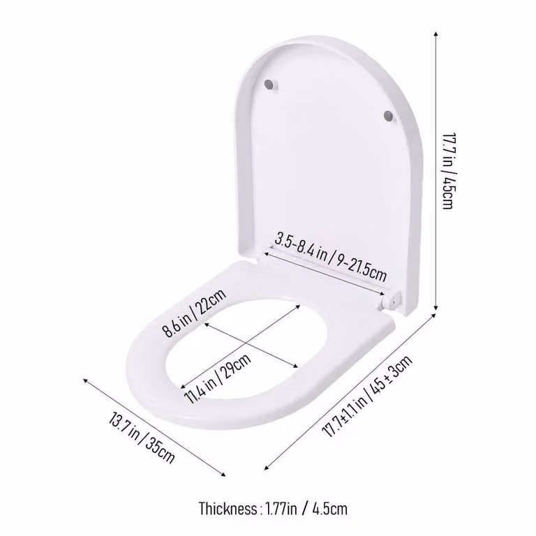KORVIXA D Shape Soft Close Toilet Seat in White, L: 450 mm, W: 350 mm