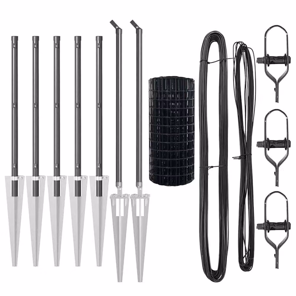 Berkfield Home Modern Euro Fence with 7 Spike Posts, Galvanised Steel, Grey and Dark Grey, W: 10 m, H: 1 m – 3