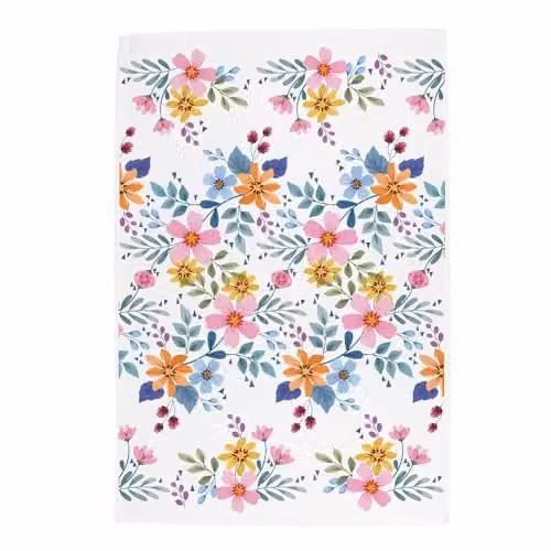 Purely Home Multicoloured Floral Panama Cotton Tea Towel, W: 67 cm, H: 45 cm