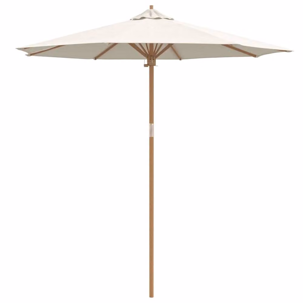Berkfield Home Elegant Garden Parasol in Cream White with Bamboo Wood Frame, W: 240 cm, D: 260 cm – 3