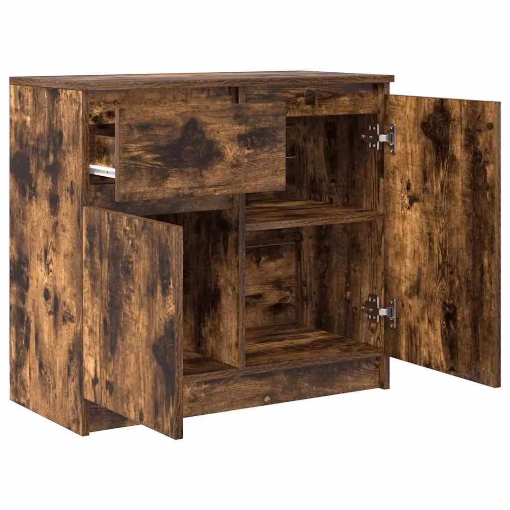 Berkfield Home Smoked Oak Sideboard with Drawer in Brown, W/D/H: 71 x 35 x 65 cm – 3