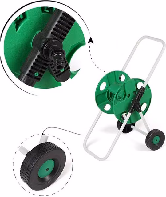 NESTLUNE Green Portable Garden Hose Reel Trolley with 50m Capacity – 1