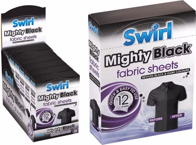 Swirl Mighty Black Fabric Sheets, Pack of 12