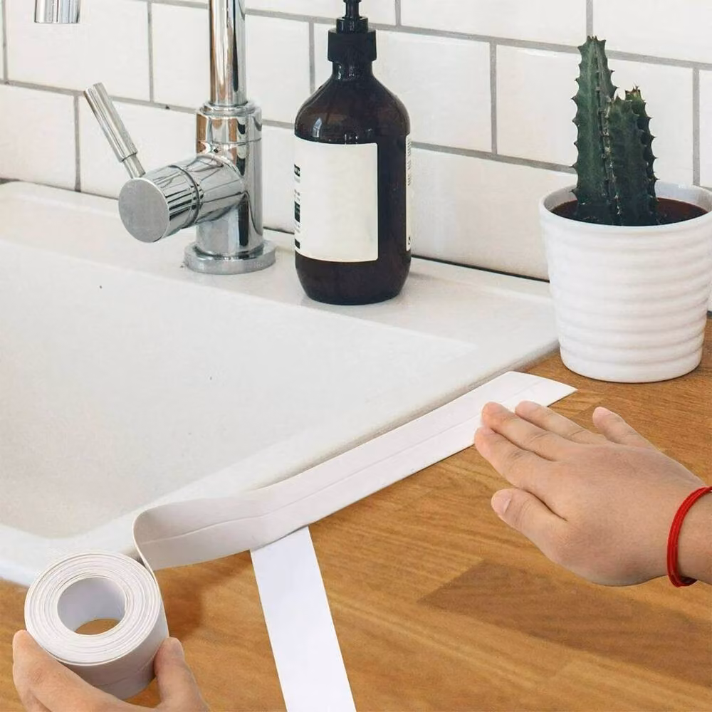 NESTLUNE Waterproof Adhesive Sealing Tape for Kitchen and Bathroom, White, 3.2m – 3