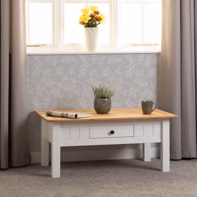 Seconique Panama White Pine Coffee Table with 1 Drawer