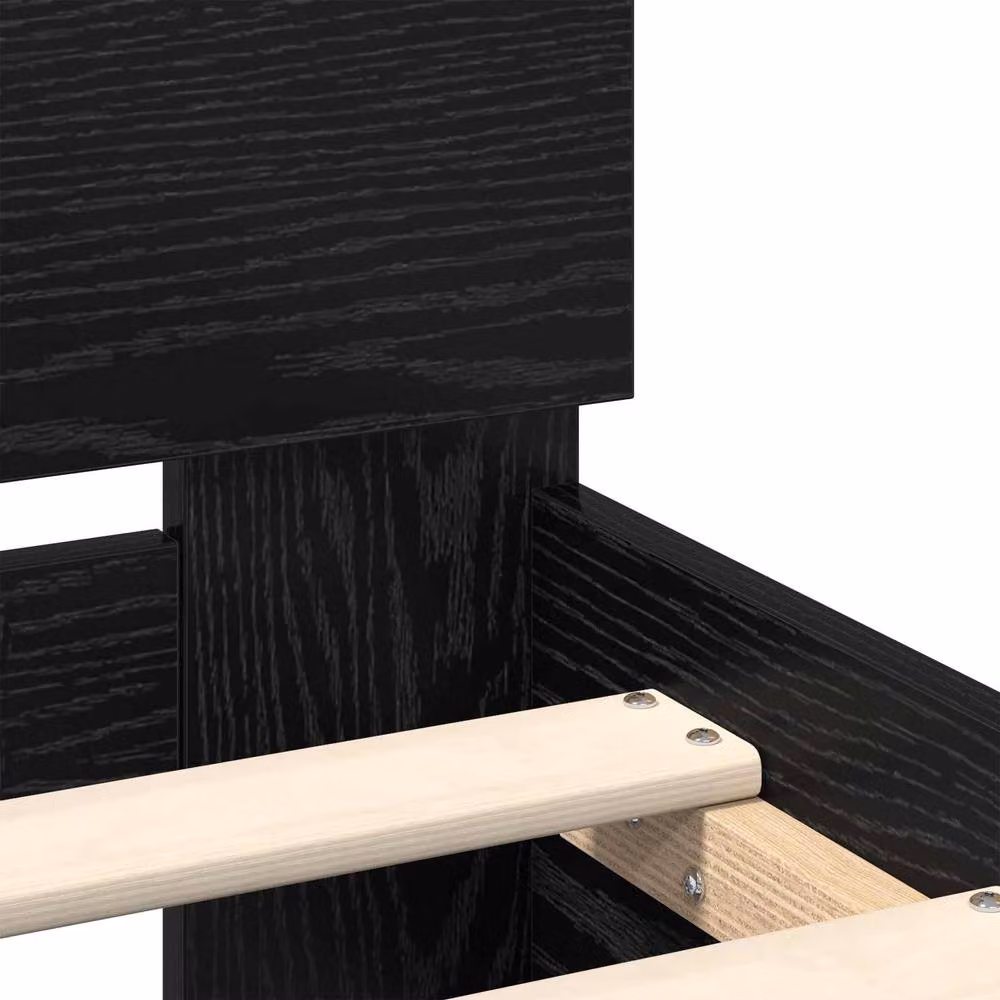 Berkfield Home Modern Bed Frame in Black Oak, Engineered Wood, W/D/H: 140 x 200 cm – 3