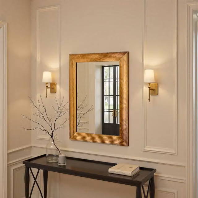 Yearn Wave Framed Bevelled Wall Mirror in Gold, W: 77 cm, H: 62 cm