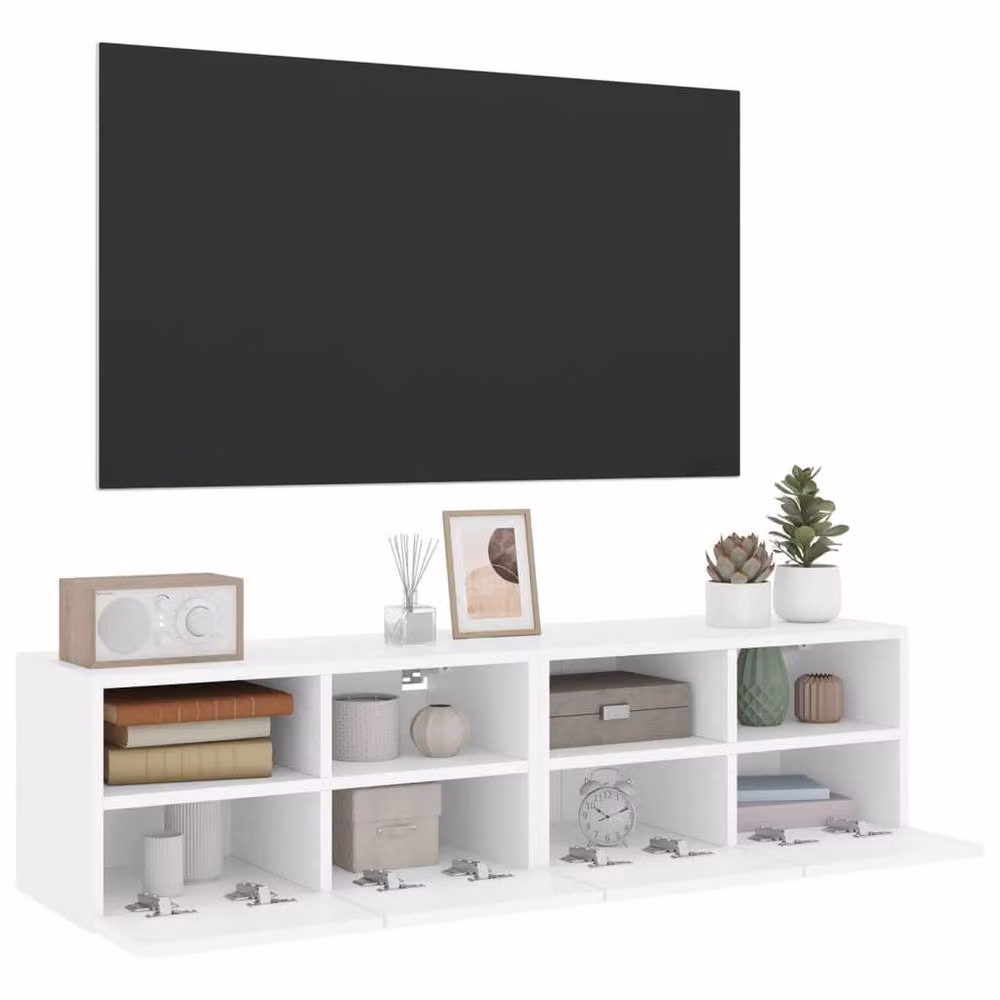 Berkfield Home Set of 2 White Wall Mounted TV Cabinets with Hinged Doors and Internal Shelves, W/D/H: 60 x 30 x 30 cm – 3