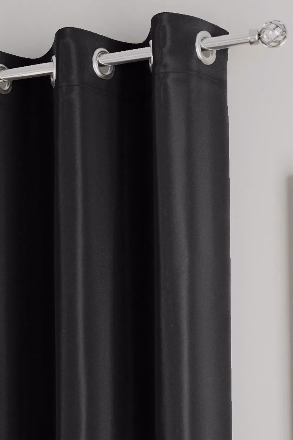 Enhanced Living Nightfall Plain Black Thermal Blockout Single Eyelet Door Curtain, W: 168 cm, H: 214 cm – 3