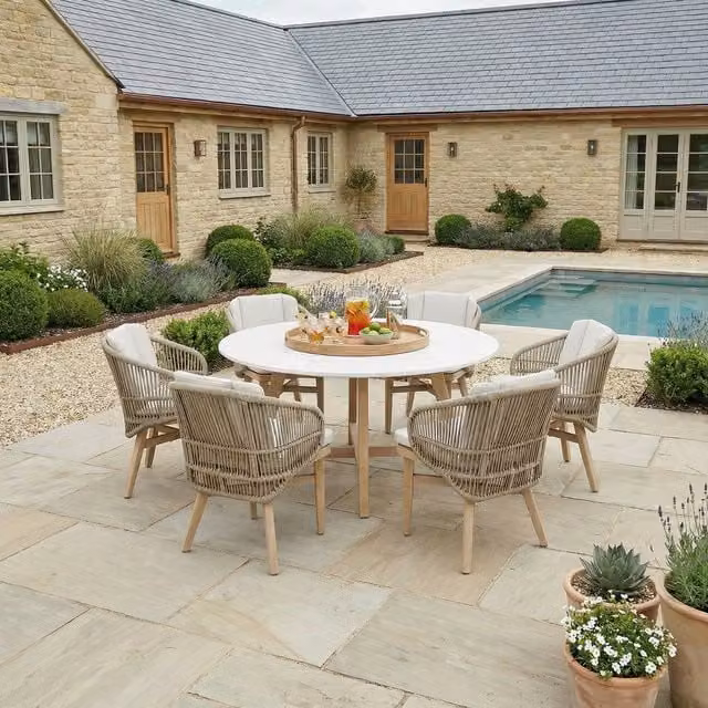Bracken Outdoors Fairford 6 Seat Round Garden Dining Set in Light Grey