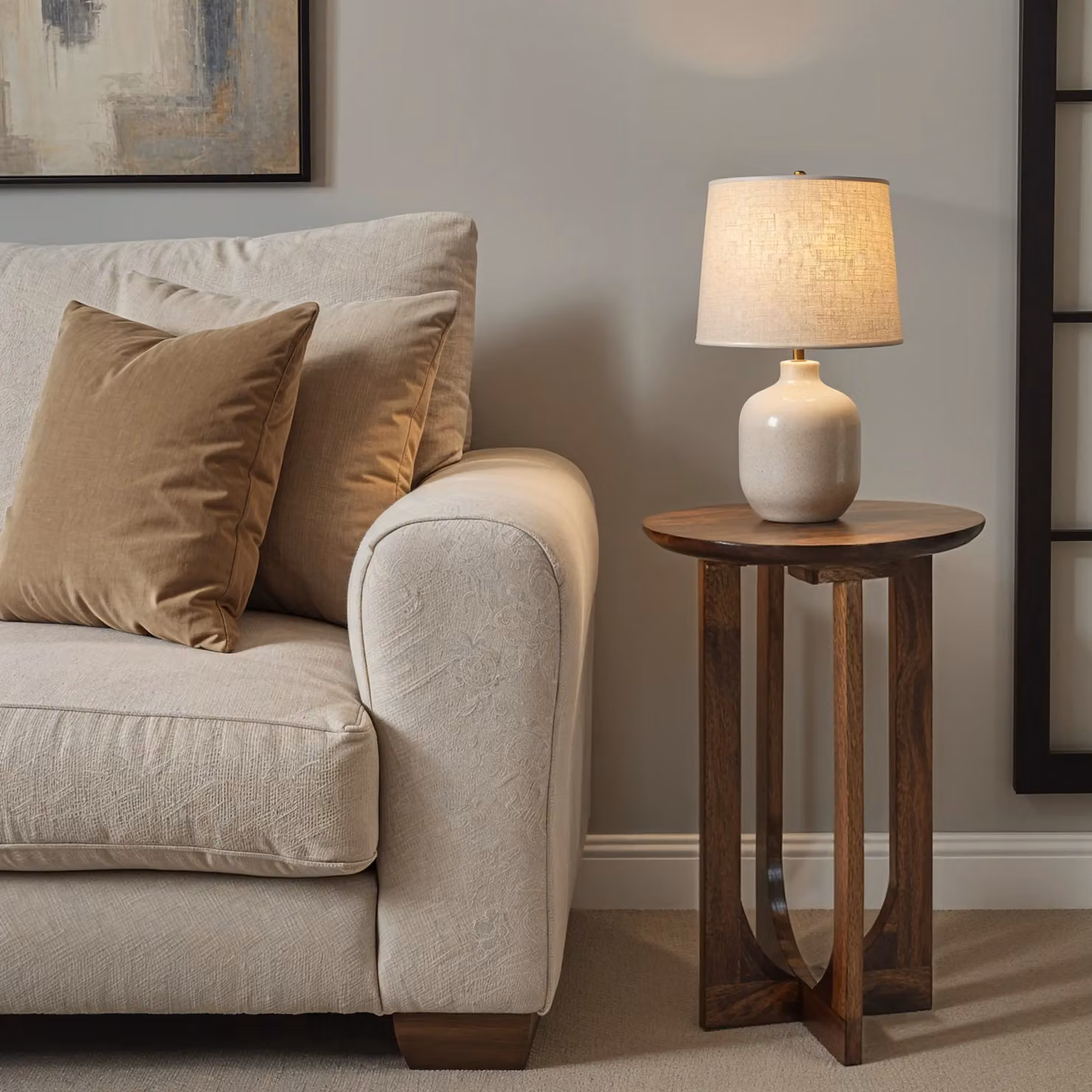 IH Design Nolan Round Mango Wood Side Table in Brown – 3