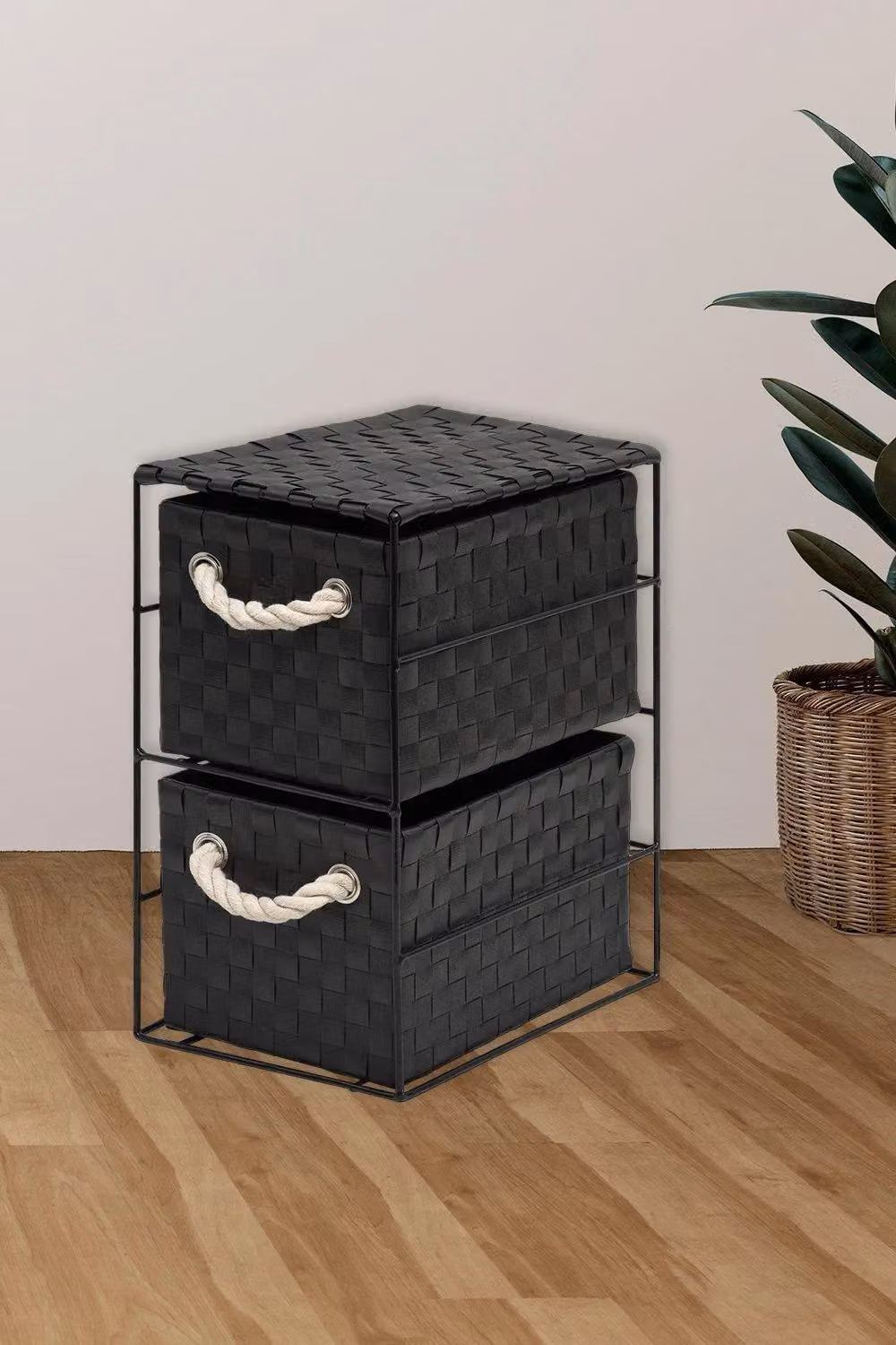 Arpan 2 Drawer Storage Cabinet Unit in Black, W/D/H: 18 x 25 x 33 cm – 4