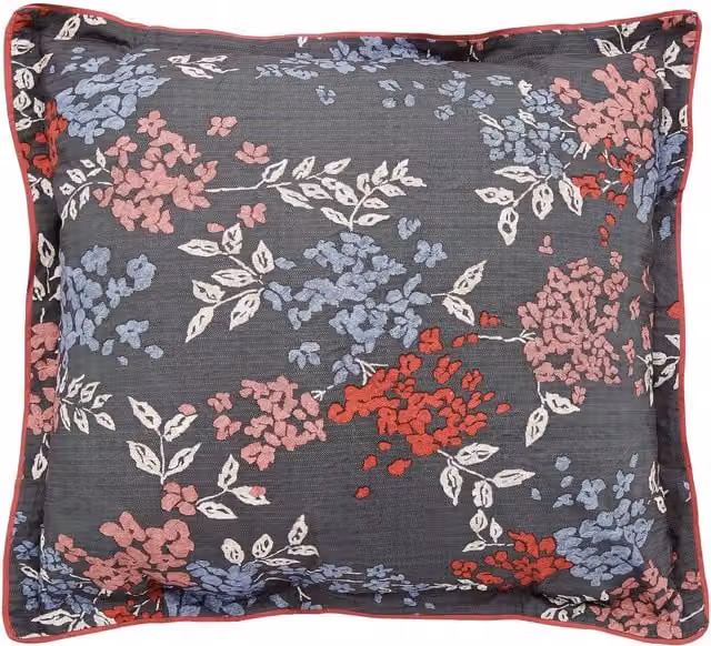 Bedeck of Belfast Lucine Pair of Square Oxford Cotton Percale Pillowcases, Grey Floral