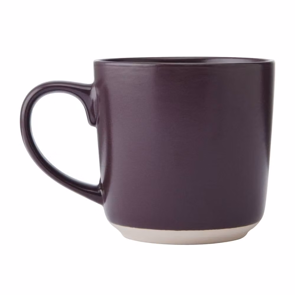 La Cafetiere Set of 4 Aubergine Purple Ceramic Coffee Mugs, 350 ml – 4