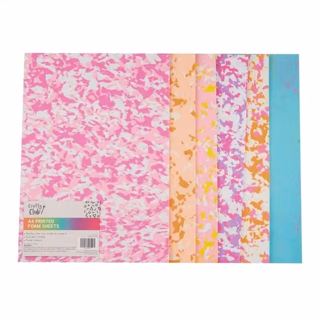 Crafty Club Pack of 6 Multicolour Pastel Printed Foam Sheets for Children