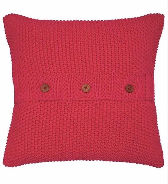 Joules Pink Cotton Moss Stitch Square Knit Cushion