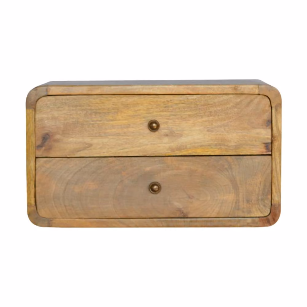Wyld Haus Gradara 2 Drawer Floating Bedside Table in Brown Natural Oak and Mango Wood W/D/H: 45 x 32 x 25 cm – 2