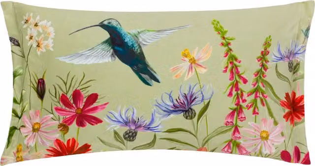 Make It A Home Nectar Garden Green Velvet Floral Rectangular Cushion