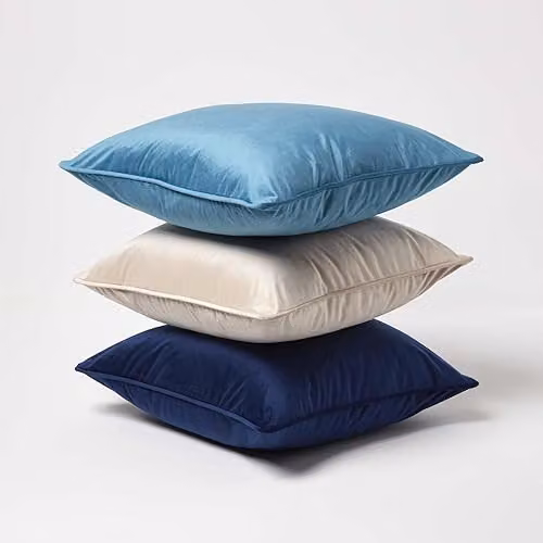 Homescapes Navy Blue Velvet Square Scatter Cushion with Microfibre Insert, 46 x 46 cm – 4