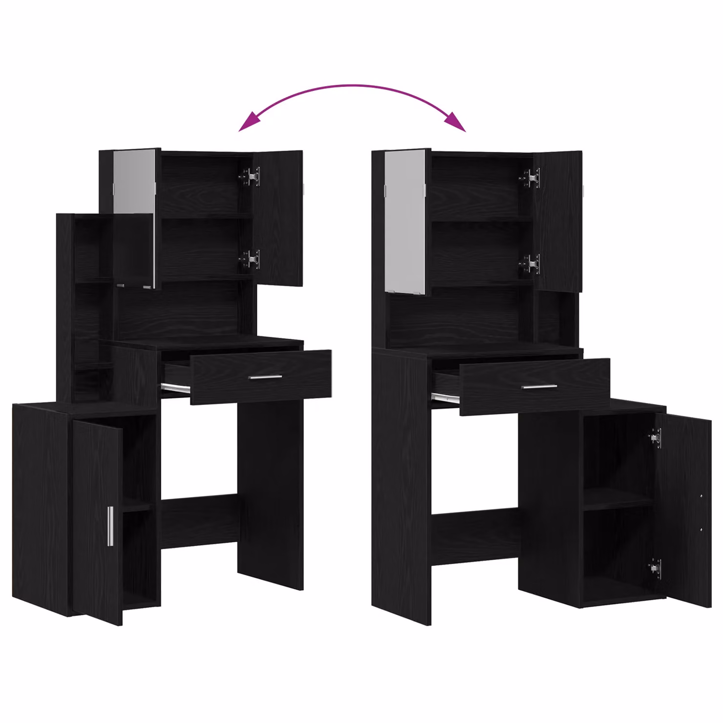 Berkfield Home Modern Dressing Table with LED Mirror in Black Oak – 5