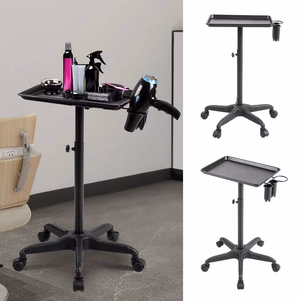 FLAVORA Adjustable Height Hair Salon Trolley Cart in Black – 3