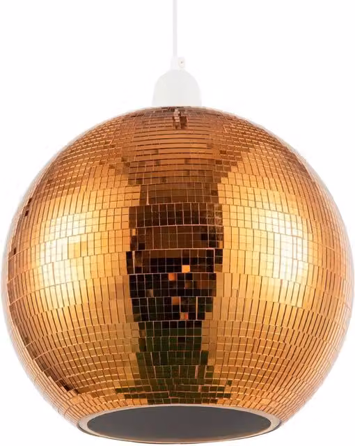 Happy Homewares Shiny Disco Mosaic Ball Pendant Shade in Orange Retro Style – 1