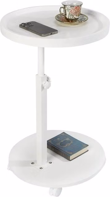 FORGEVIO Modern Round Living Room Side Table in White Metal – 1