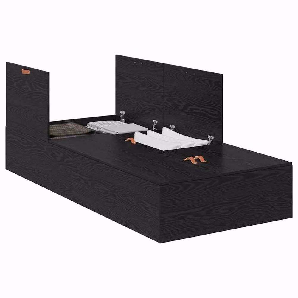 Berkfield Home Single Storage Bed Frame in Black Oak Engineered Wood – 2