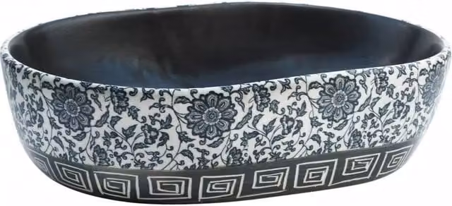 Berkfield Home Oval Ceramic Countertop Basin in Black and Blue, W: 47 cm, D: 33 cm, H: 13 cm – 1