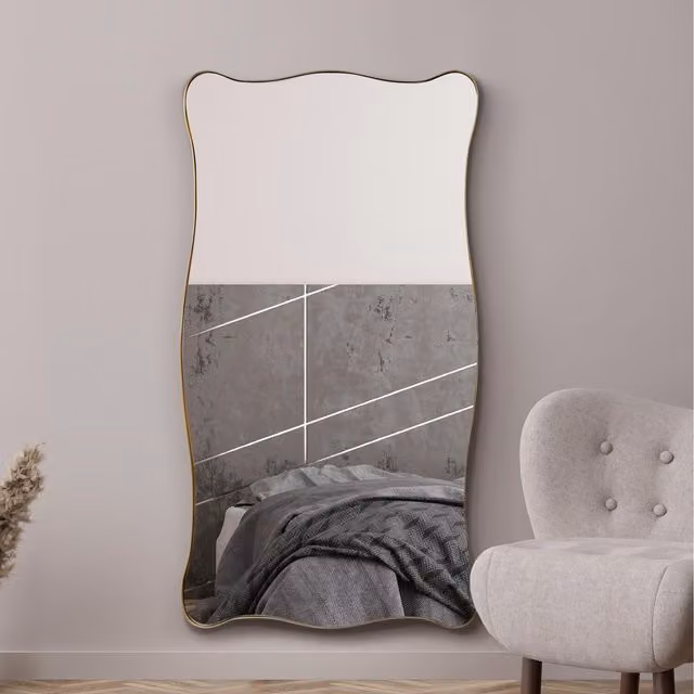 MirrorOutlet The Fluctus Modern Abstract Organic Hanging Metal Mirror in Gold and Black