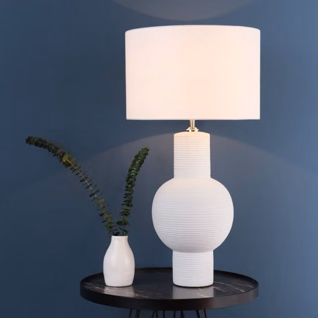 Pagazzi Meredith White Ceramic Table Lamp H 40 cm x W 40 cm x D 40 cm
