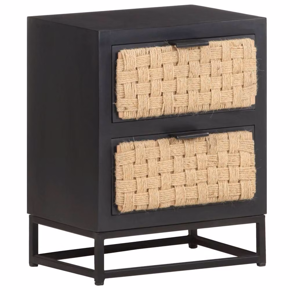 Berkfield Home Bedside Cabinet in Black Solid Mango Wood W/D/H: 40 x 30 x 50 cm – 2