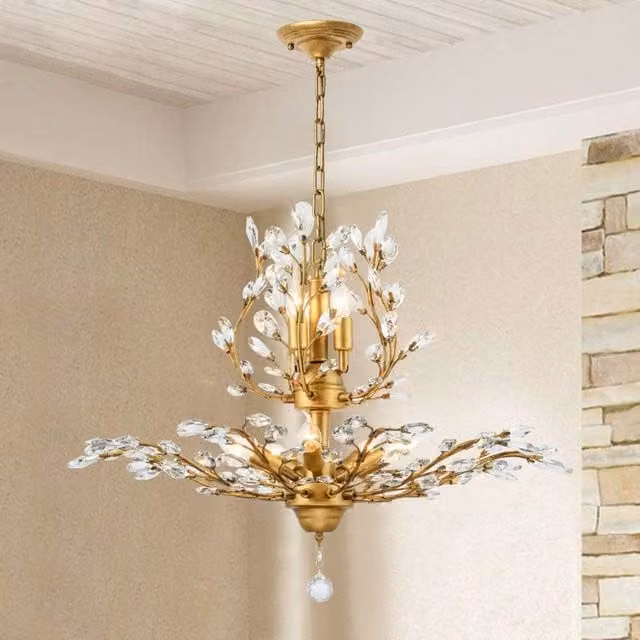 Garwarm 7 Light Dimmable Crystal Empire Chandelier in Gold and Brass – 1