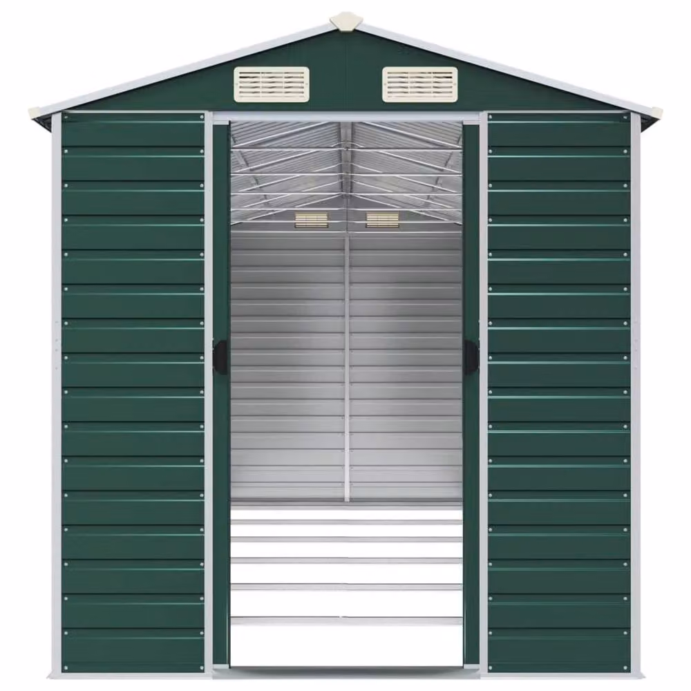 Berkfield Home Garden Shed in Green, Galvanised Steel, W/D/H: 191 x 555 x 198 cm – 4