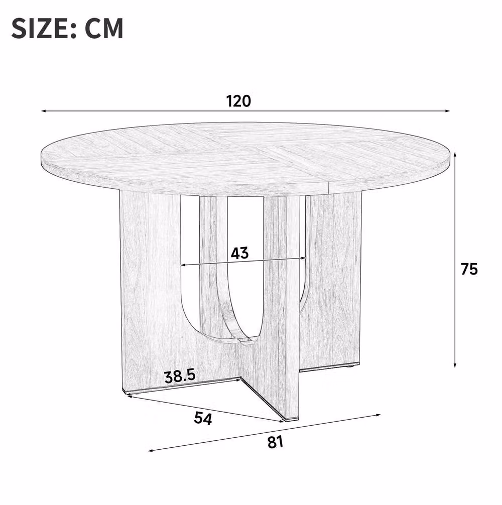 STILVORA Round Dining Table in Brown, Diameter: 120 cm, Height: 75 cm – 3