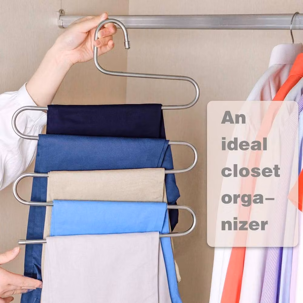 FLAVORA 5 Tier S Shape Multi Layer Trouser Storage Hanger in Silver, Width: 50 cm – 3