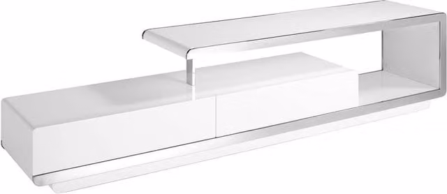 Angel Cerda Modern White Lacquered MDF TV Stand with Metal Base W: 200 cm, D: 40 cm, H: 45 cm