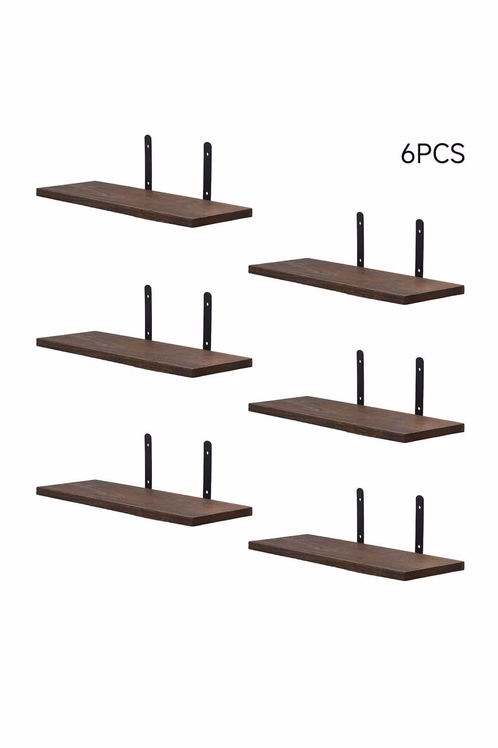 Garden Sanctuary Set of 6 Wall-Mounted Garden Shelves in Brown and Black – 2