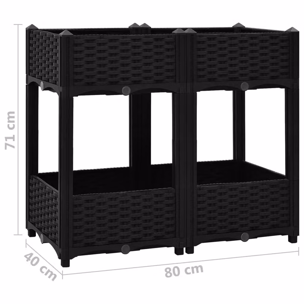 Berkfield Home Raised Bed in Black Polypropylene, W/D/H: 80 x 40 x 71 cm – 5