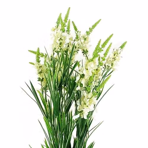 White Textile Larkspur Leaf Design Artificial Flowers