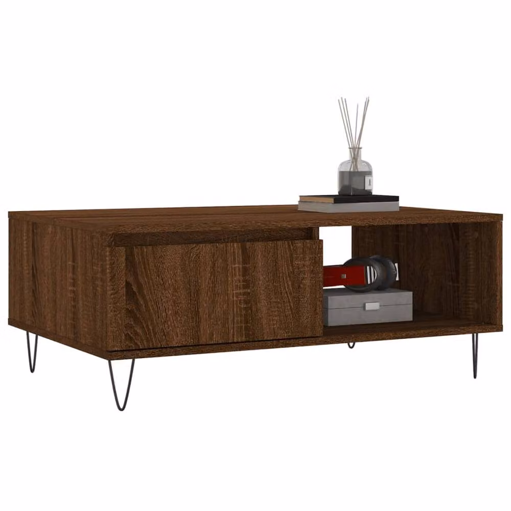 Berkfield Home Brown Oak Coffee Table, W/D/H: 90 x 60 x 35 cm – 3