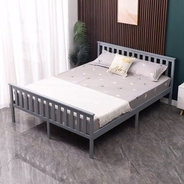 WestWood Solid Wood Single Bed with Footboard in Grey