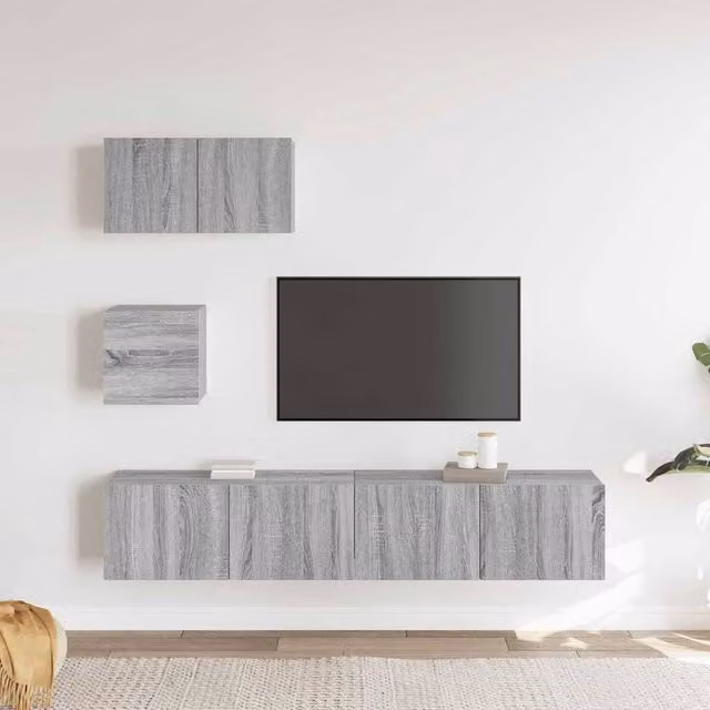 Berkfield Home Modern 4 Piece TV Cabinet Set in Grey Sonoma Engineered Wood – 1