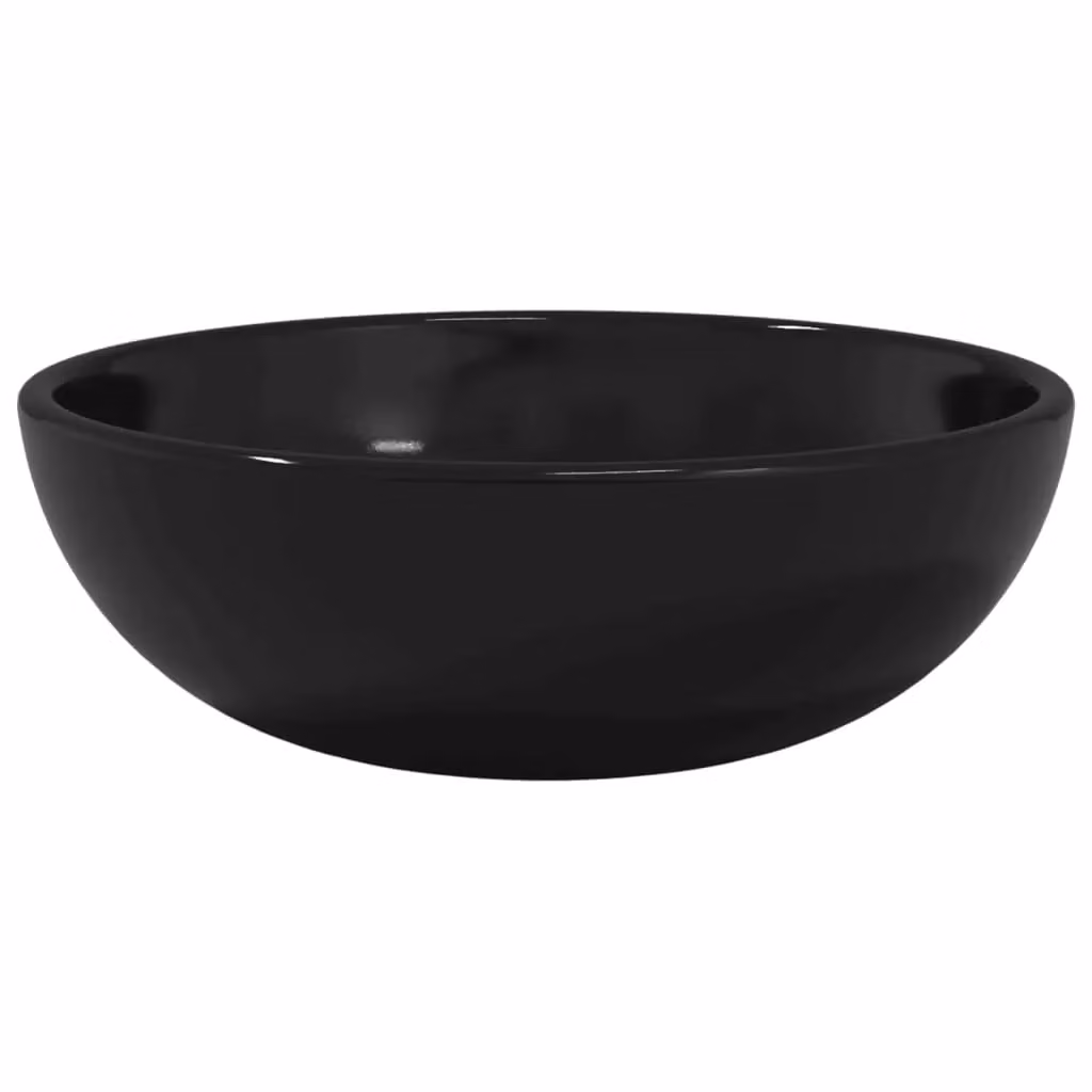 Berkfield Home Black Tempered Glass Basin W: 35 cm, H: 12 cm, D: 12 cm – 2