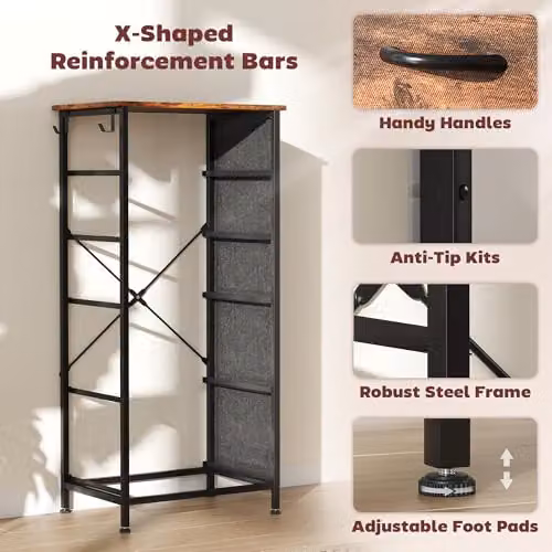 HOMCOM Rustic Brown Fabric Chest of Drawers for Bedroom – 6
