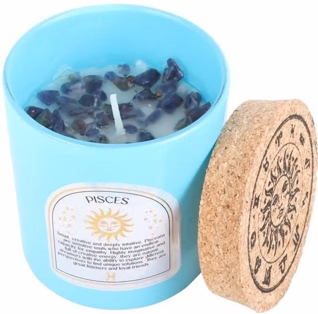 Something Different Pisces Gardenia Aquamarine Scented Candle in Mid Blue